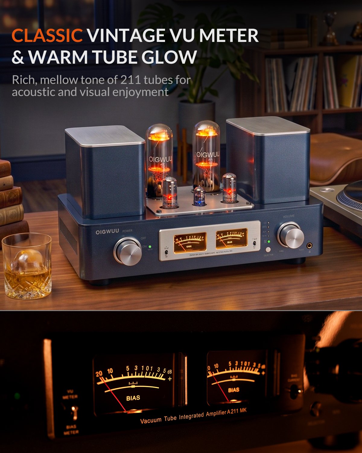 OIGWUU A211MK Single-Ended Class A Vacuum Tube Amplifier, Handcrafted Hi-Fi Audiophile Stereo Power Amp for High-End Home Speaker System - Image 5