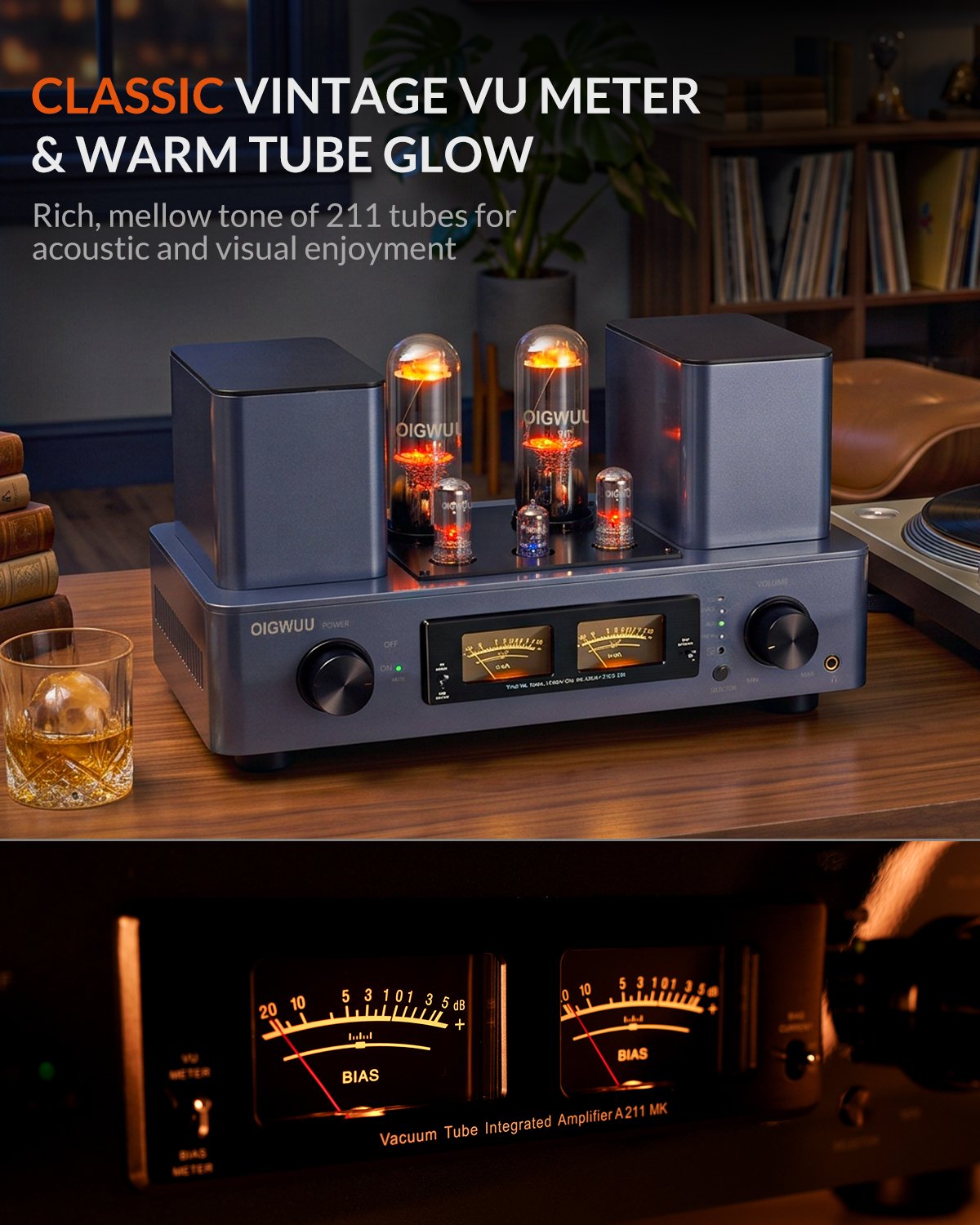 OIGWUU A211MK Single-Ended Class A Vacuum Tube Amplifier, Handcrafted Hi-Fi Audiophile Stereo Power Amp for High-End Home Speaker System - Image 4