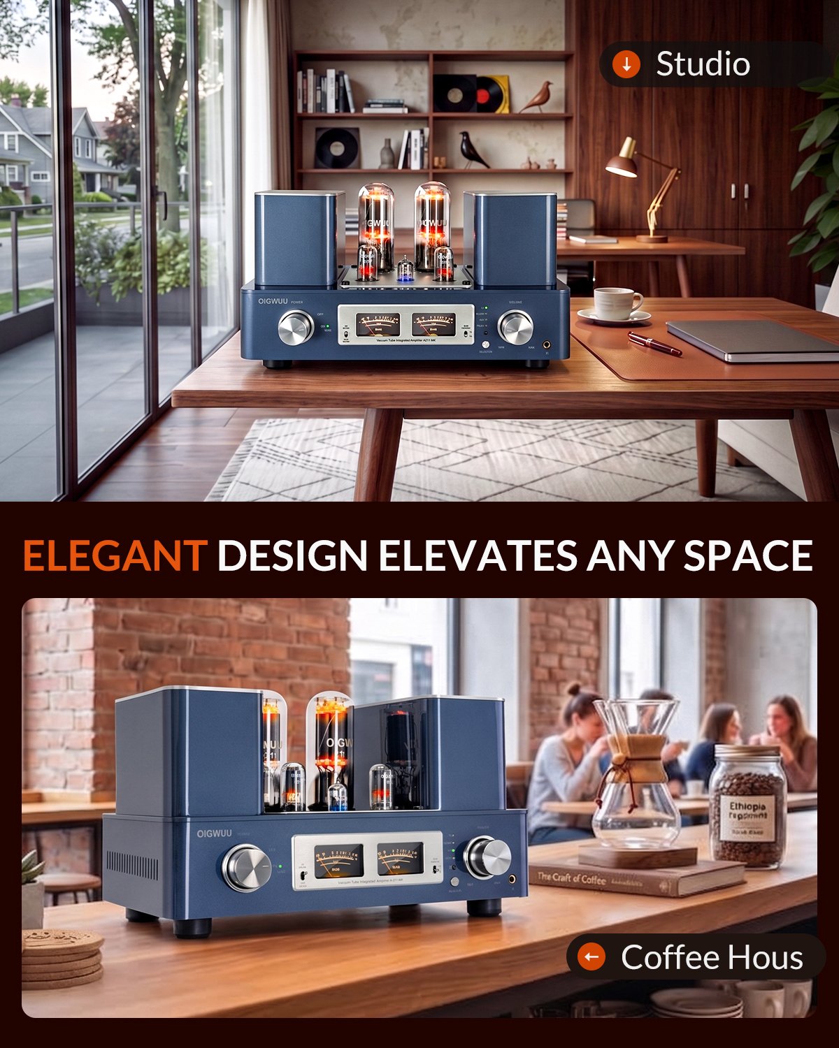 OIGWUU A211MK Single-Ended Class A Vacuum Tube Amplifier, Handcrafted Hi-Fi Audiophile Stereo Power Amp for High-End Home Speaker System - Image 12