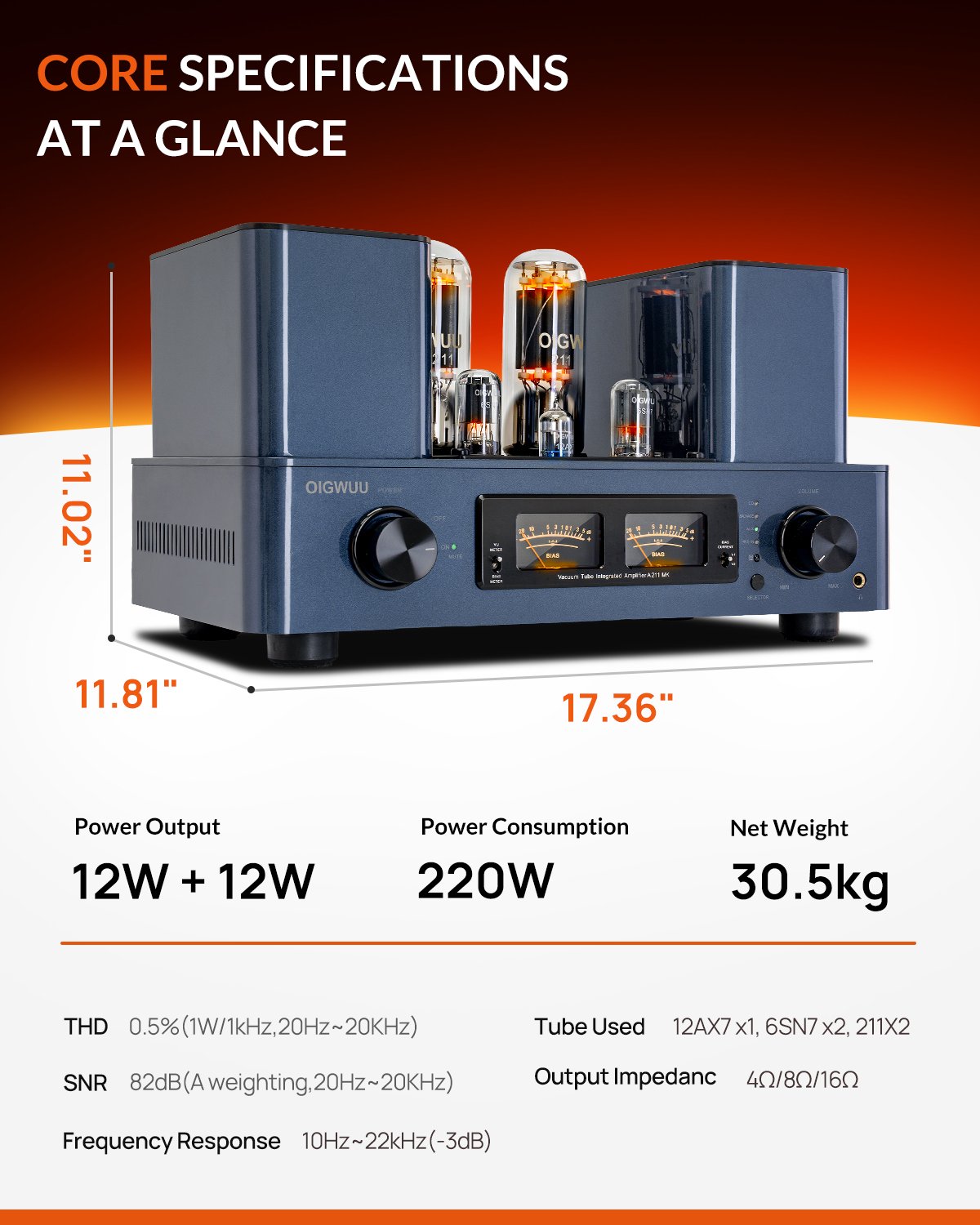 OIGWUU A211MK Single-Ended Class A Vacuum Tube Amplifier, Handcrafted Hi-Fi Audiophile Stereo Power Amp for High-End Home Speaker System - Image 10
