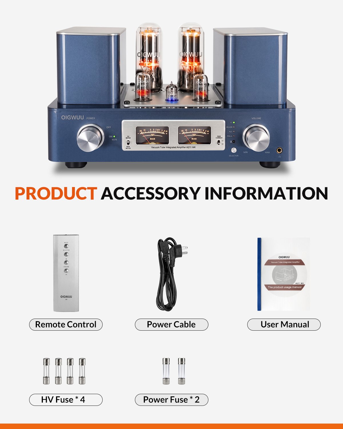 OIGWUU A211MK Single-Ended Class A Vacuum Tube Amplifier, Handcrafted Hi-Fi Audiophile Stereo Power Amp for High-End Home Speaker System - Image 14
